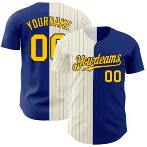 Royal, Black & Gray Pinstripe Split Custom Name Baseball Jerseys for Men and Women