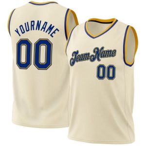 Cream, Royal & Gold Throwback Custom Basketball Jerseys for Men and Women